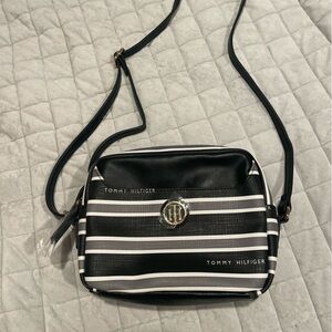 Tommy Hilfiger Black and White Crossbody Bag